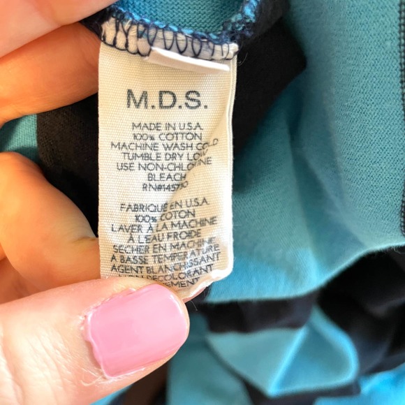 M.D.S. Stripes Striped Button Front Maxi Dress In Blue Size Medium - Picture 15 of 16